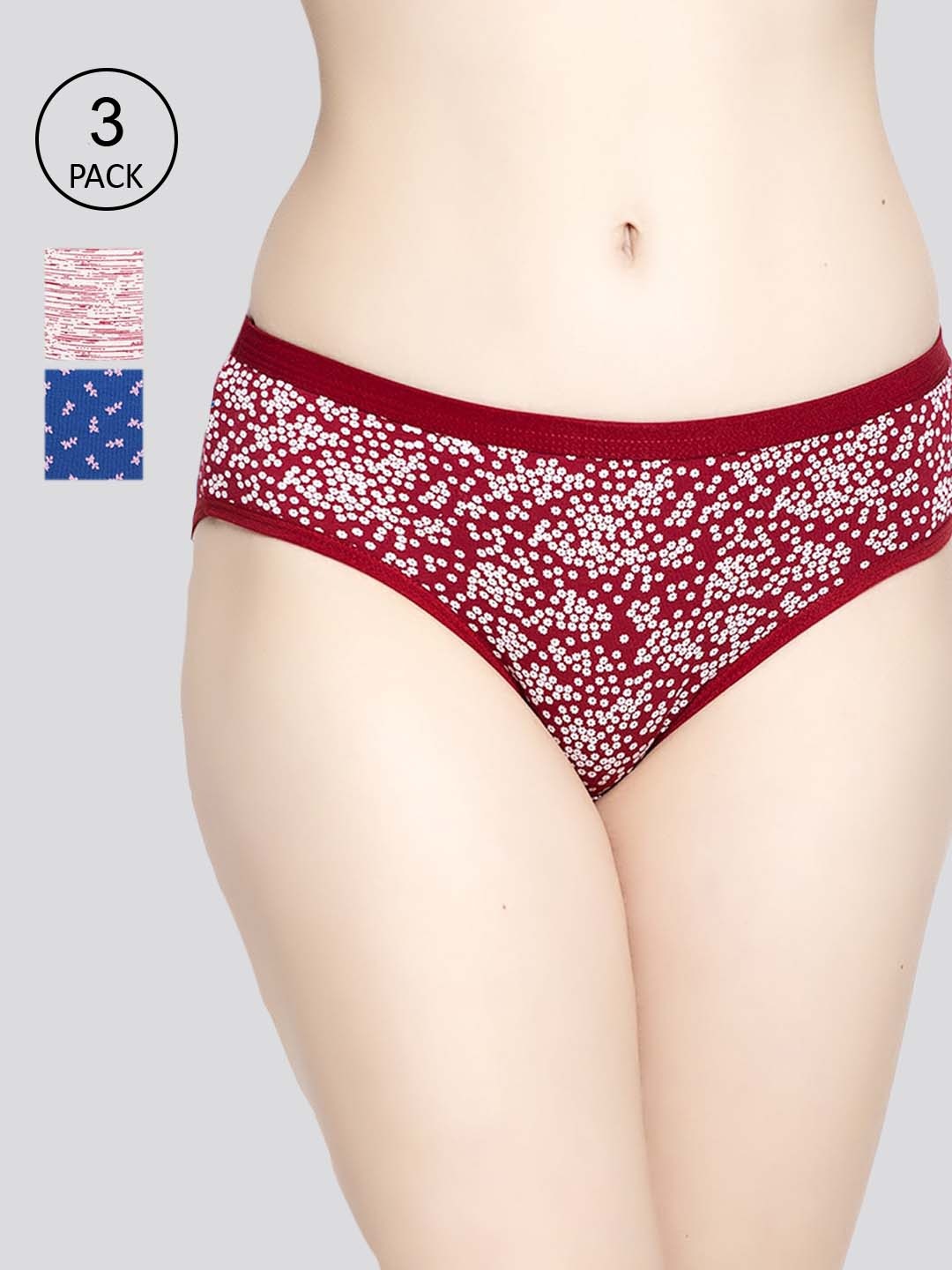 

GRACIT Women Pack of 3 Printed Briefs, Red