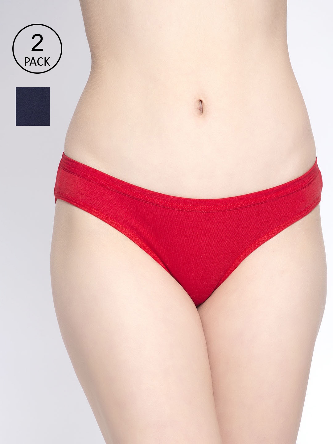 

GRACIT Women Pack of 2 Solid Briefs, Red