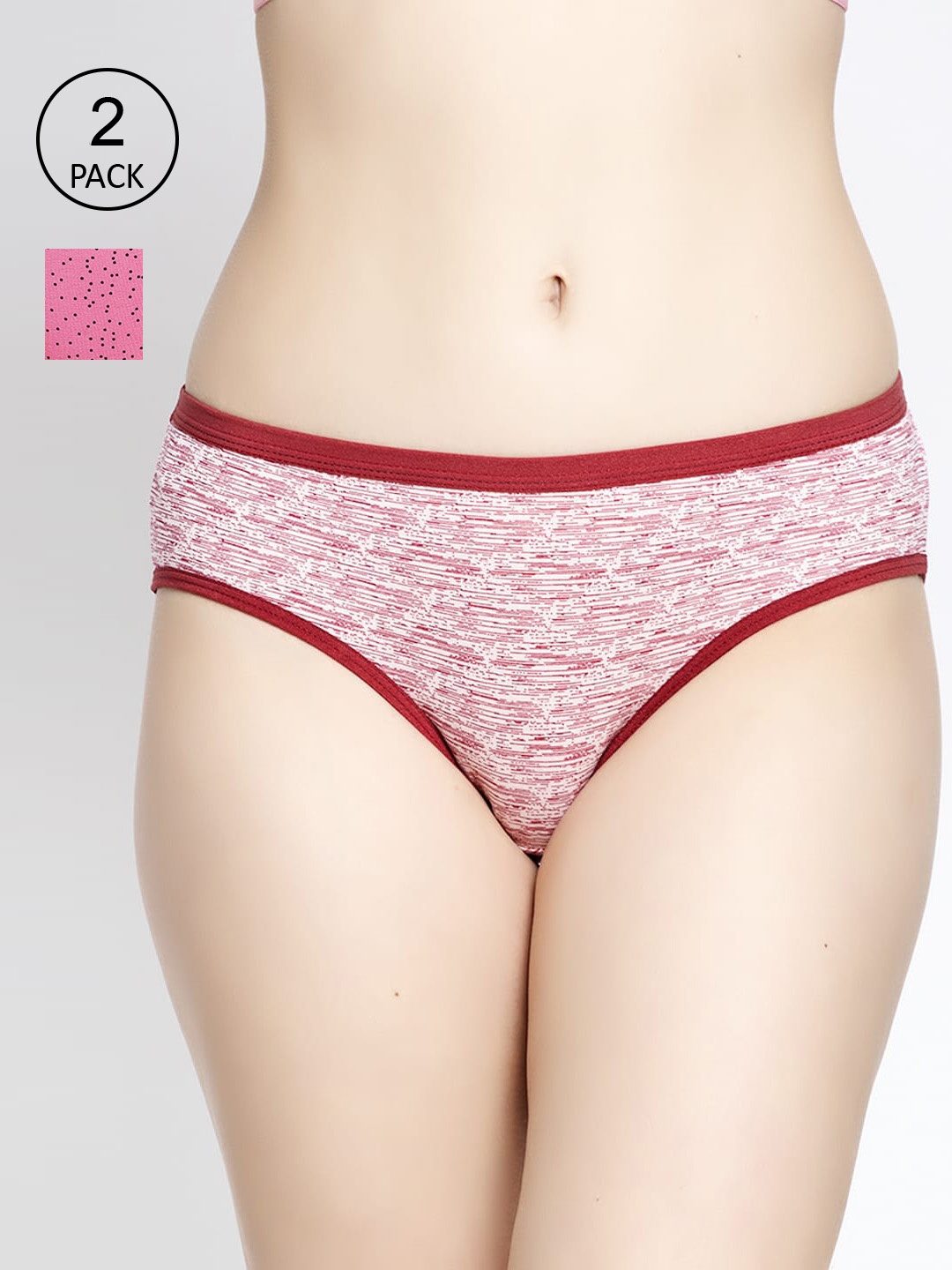 

GRACIT Women Pack of 2 Red & Pink Printed Hipster Briefs