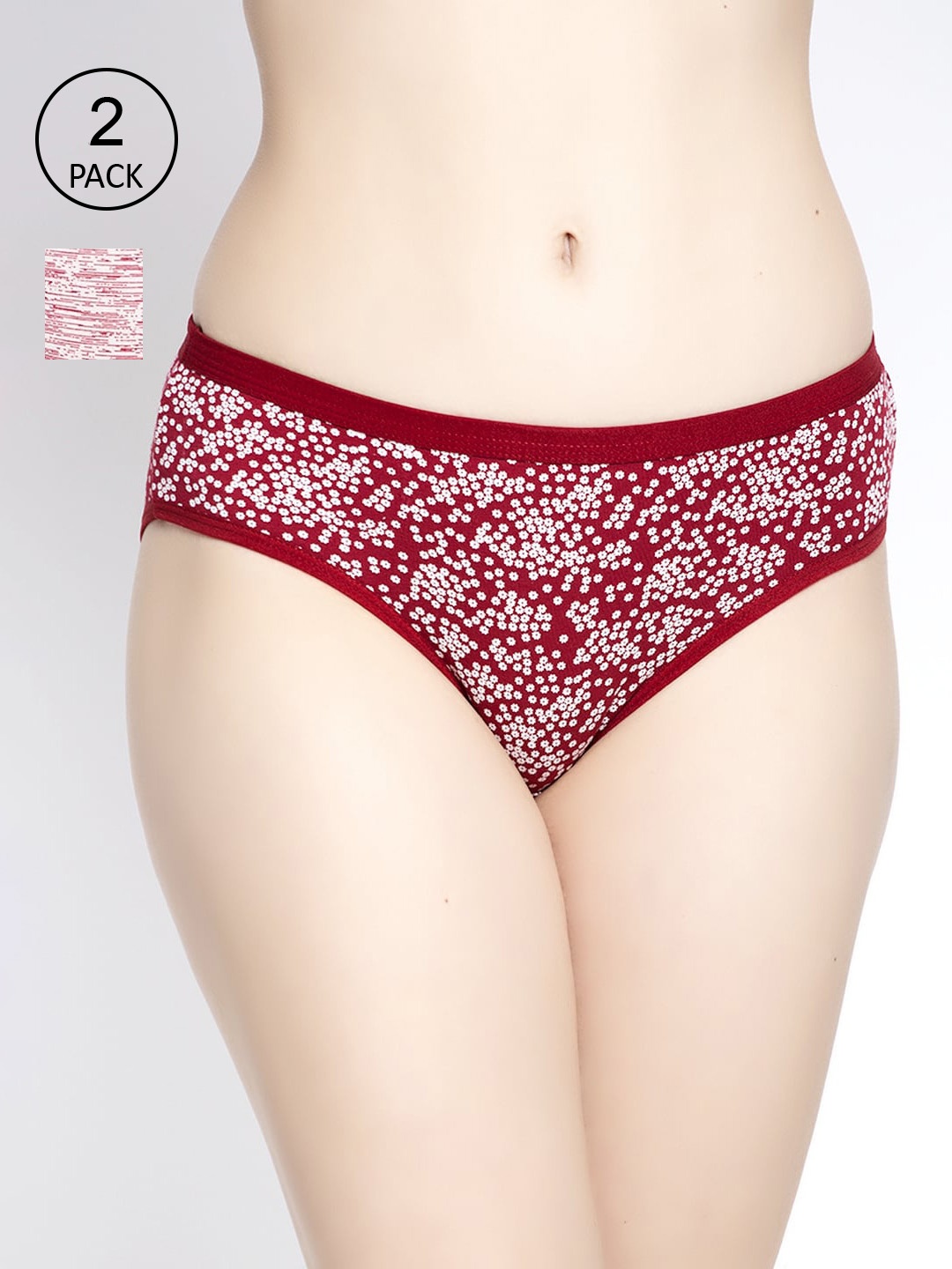 

GRACIT Pack of 2 Cotton Lycra Hipster Briefs, Red