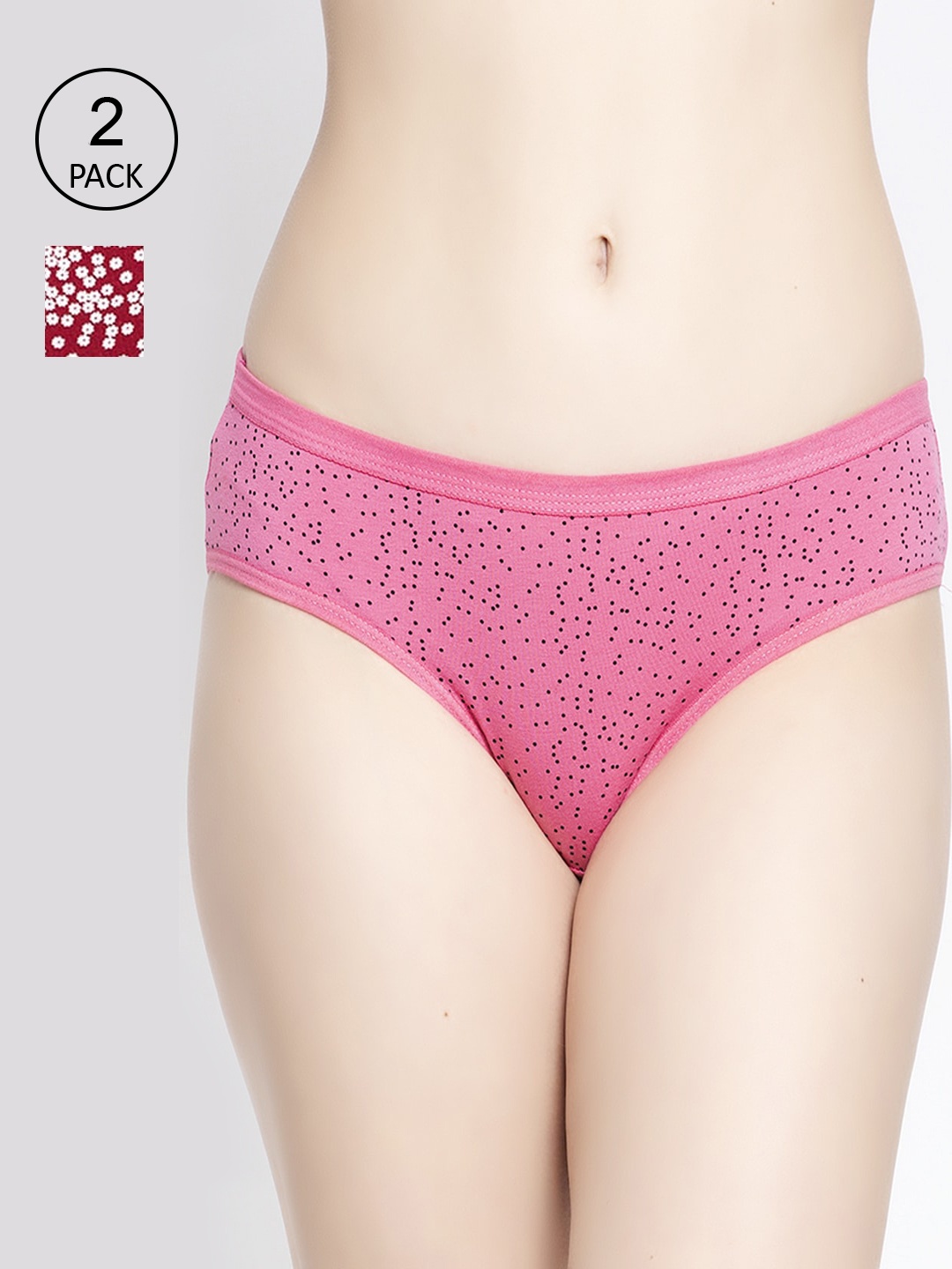 

GRACIT Pack of 2 Cotton Lycra Hipster Briefs, Maroon