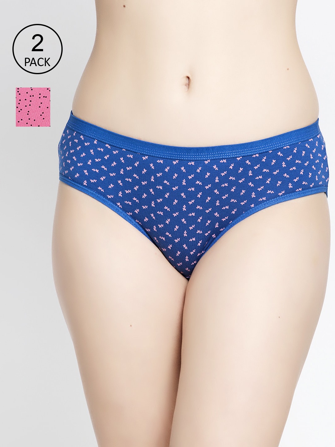 

GRACIT Women Pack of 2 Blue & Pink Printed Hipster Briefs