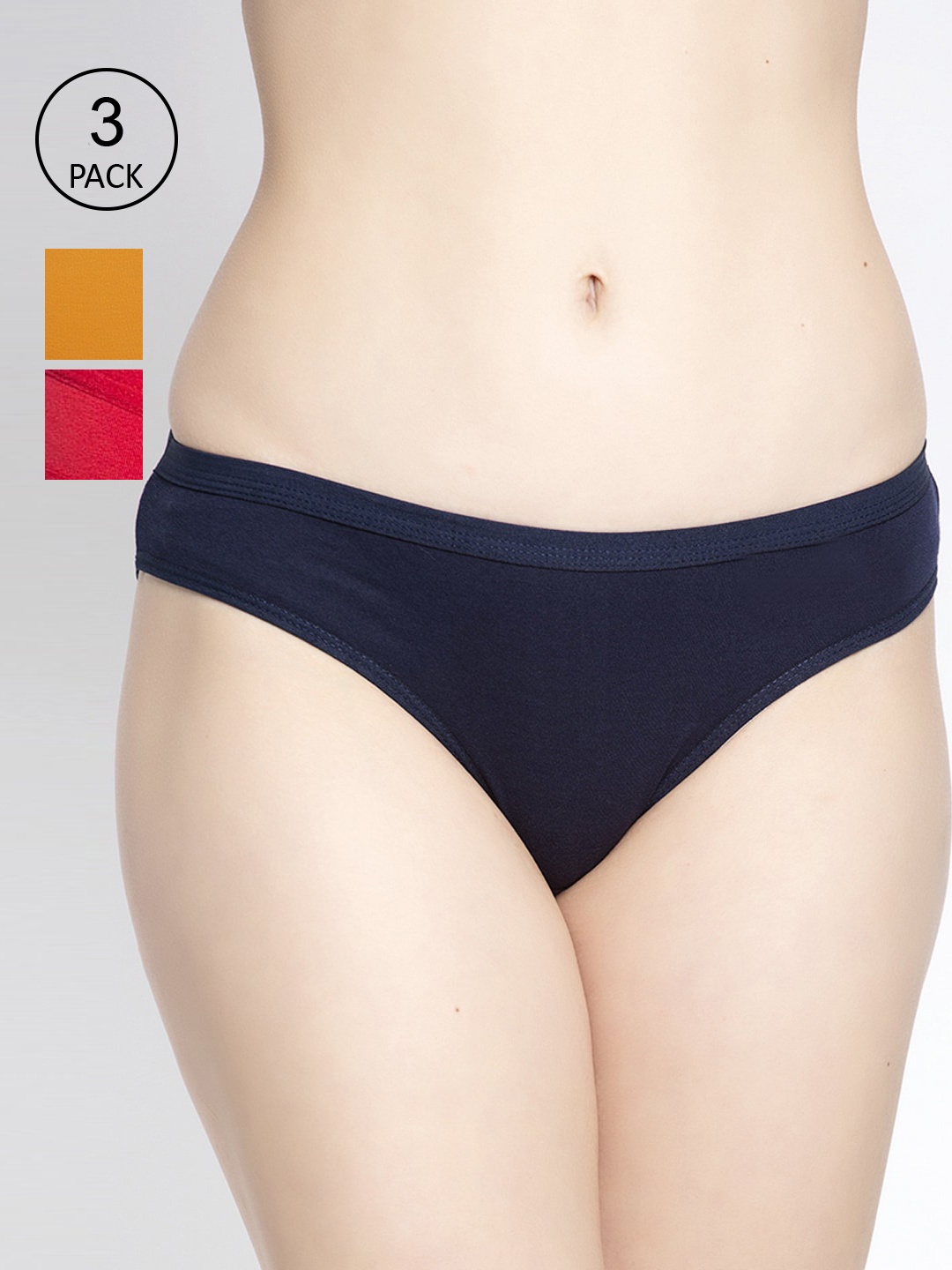 

GRACIT Women Pack of 3 Solid Cotton Lycra Hipster Briefs, Red
