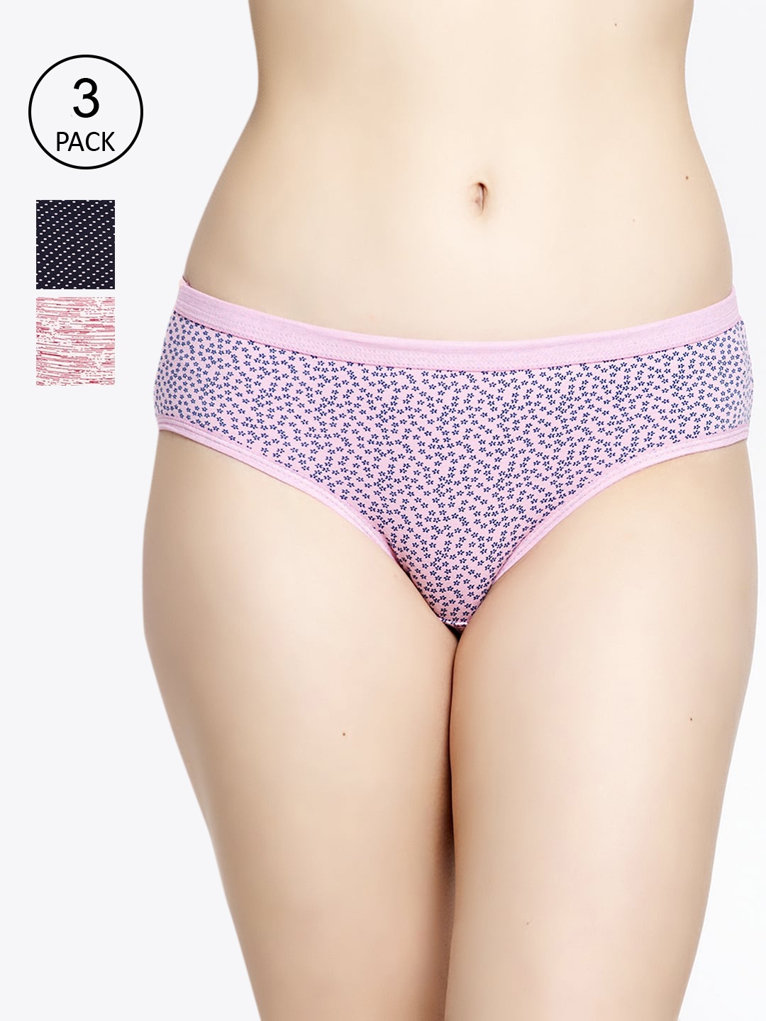 

GRACIT Women Pack Of 3 Printed Briefs, Black