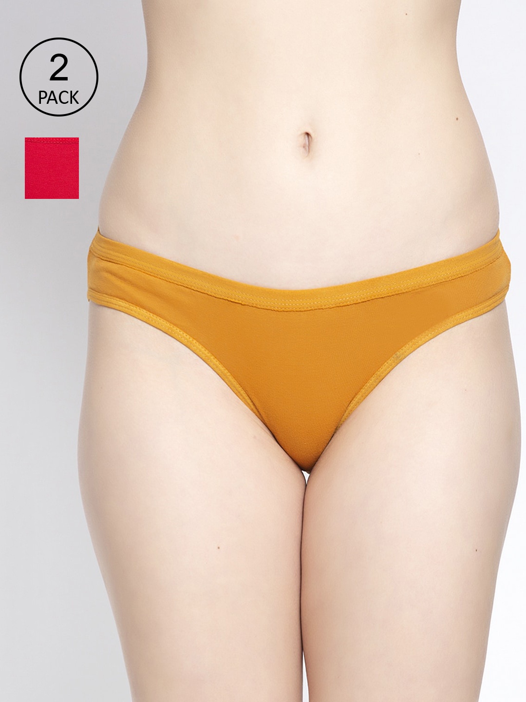 

GRACIT Women Pack of 2 Red & Mustard Yellow Solid Bikini LP35-03-26