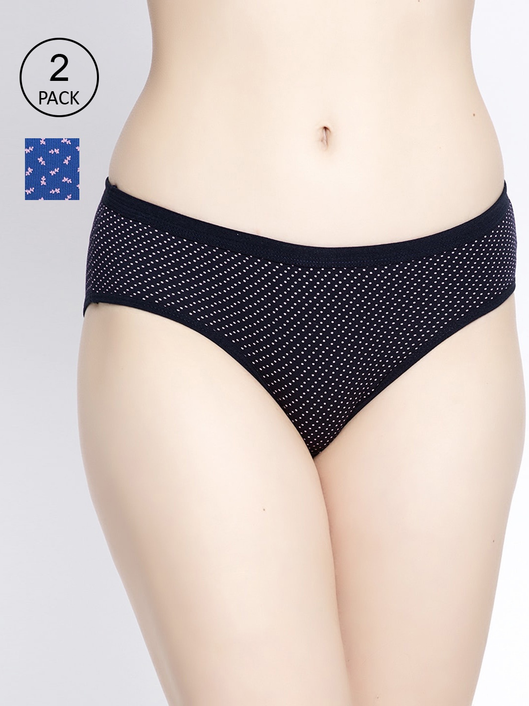 

GRACIT Women's Pack of 2 Black & Blue Printed Hipster Briefs