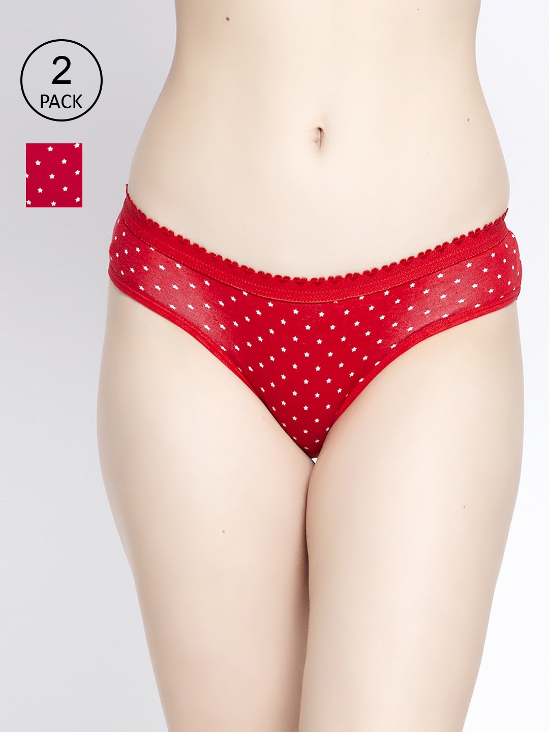 

GRACIT Women Pack of 2 Printed Hipster Briefs LP26-03-07-S-Red::Pink