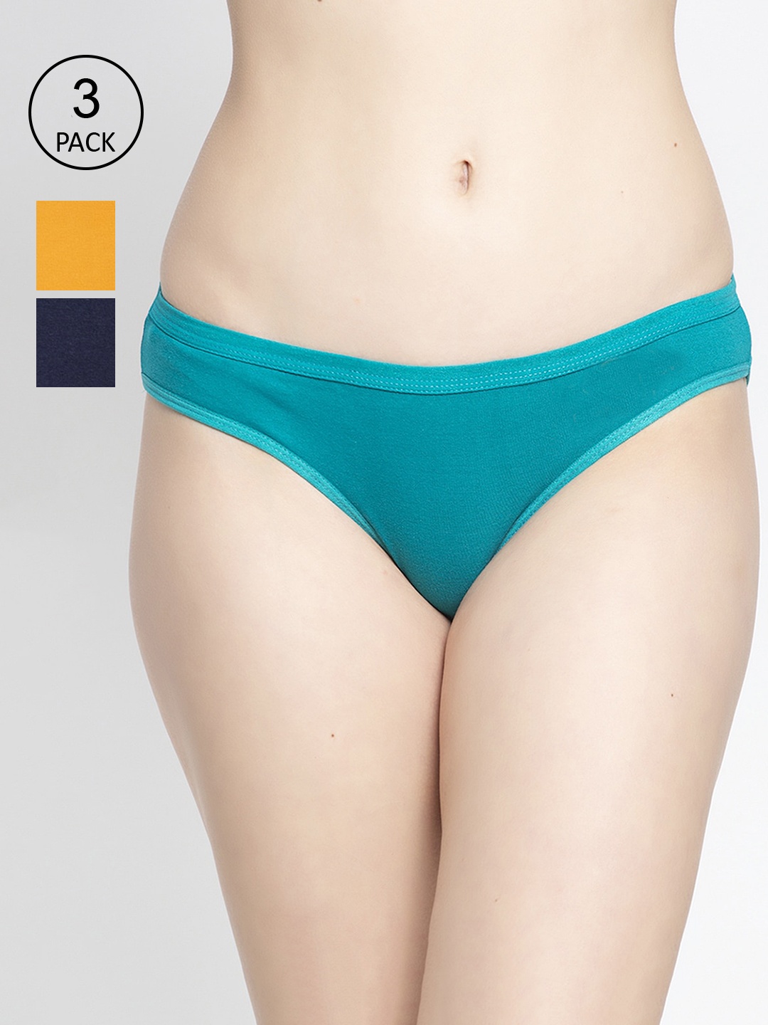 

GRACIT Women Pack of 3 Solid Hipster Briefs, Navy blue
