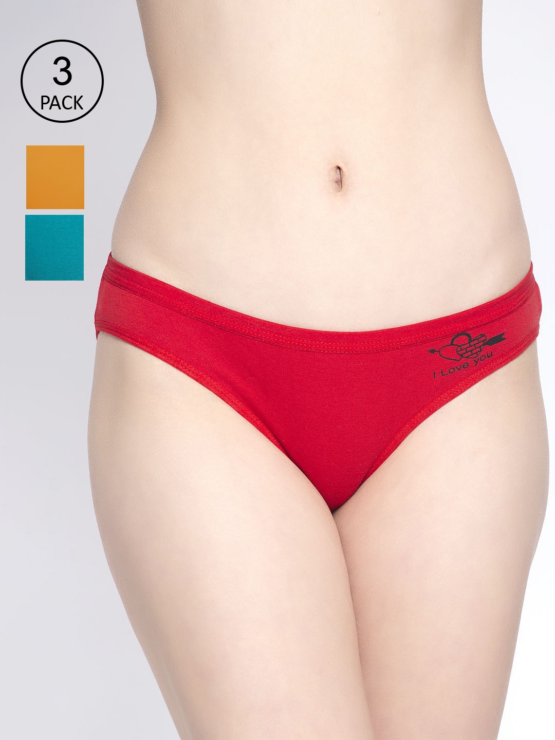 

GRACIT Women Pack of 3 Solid Briefs, Red