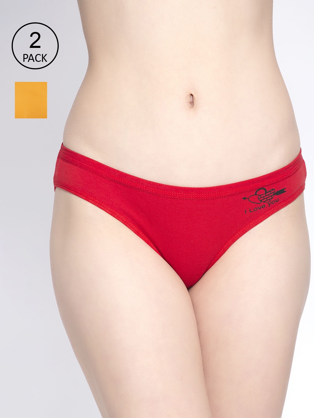 

GRACIT Women Pack of 2 Red & Gold Cotton Lycra Briefs-LP32-03-26