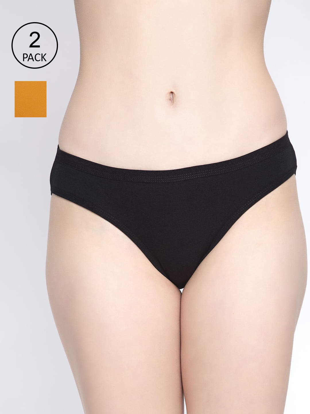 

GRACIT Women Pack of 2 Printed Cotton Lycra Hipster Briefs LP35-01-26-S, Black