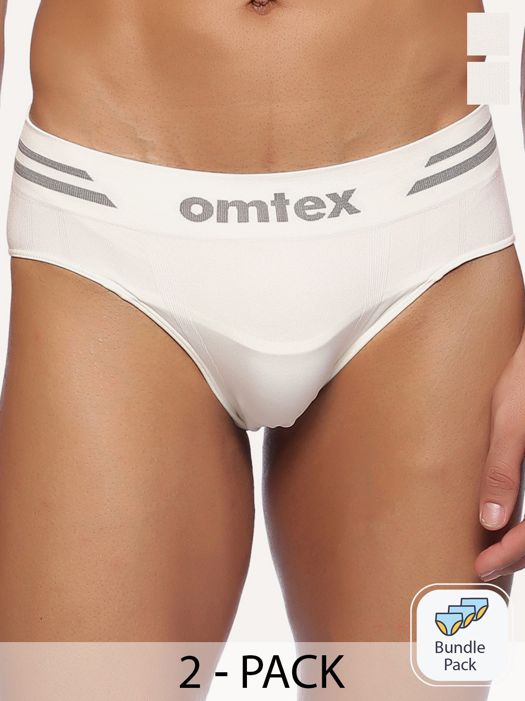 

Omtex Men Pack of 2 White Basic Briefs
