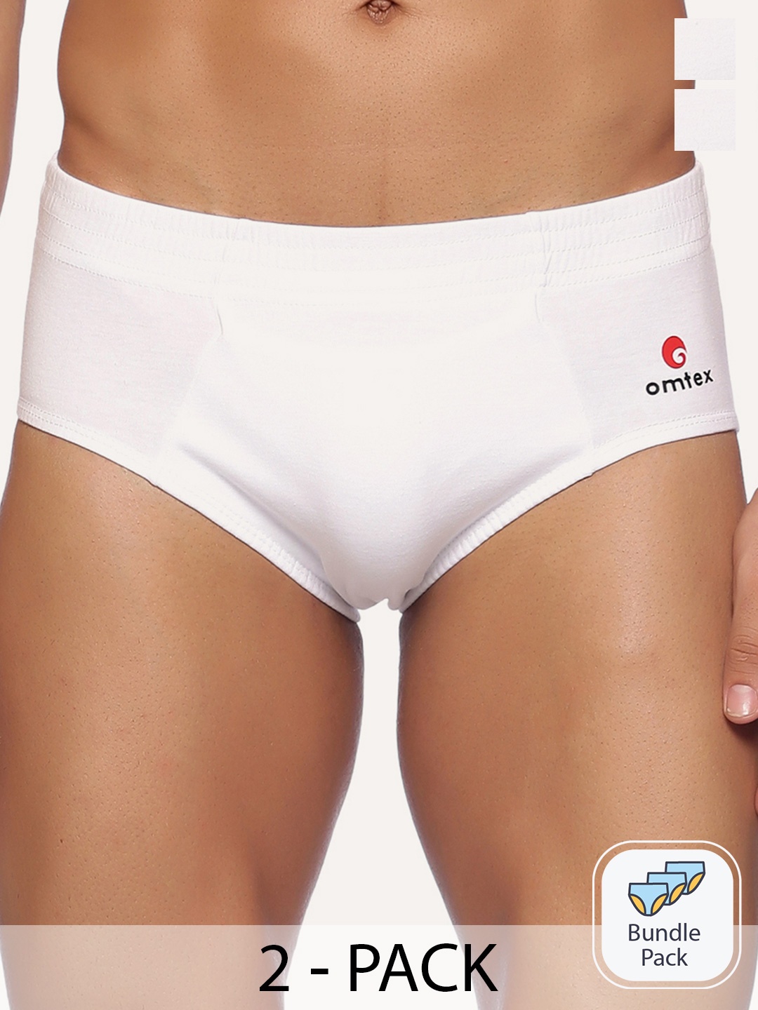 

Omtex Men Pack of 2 White Solid Cotton Briefs