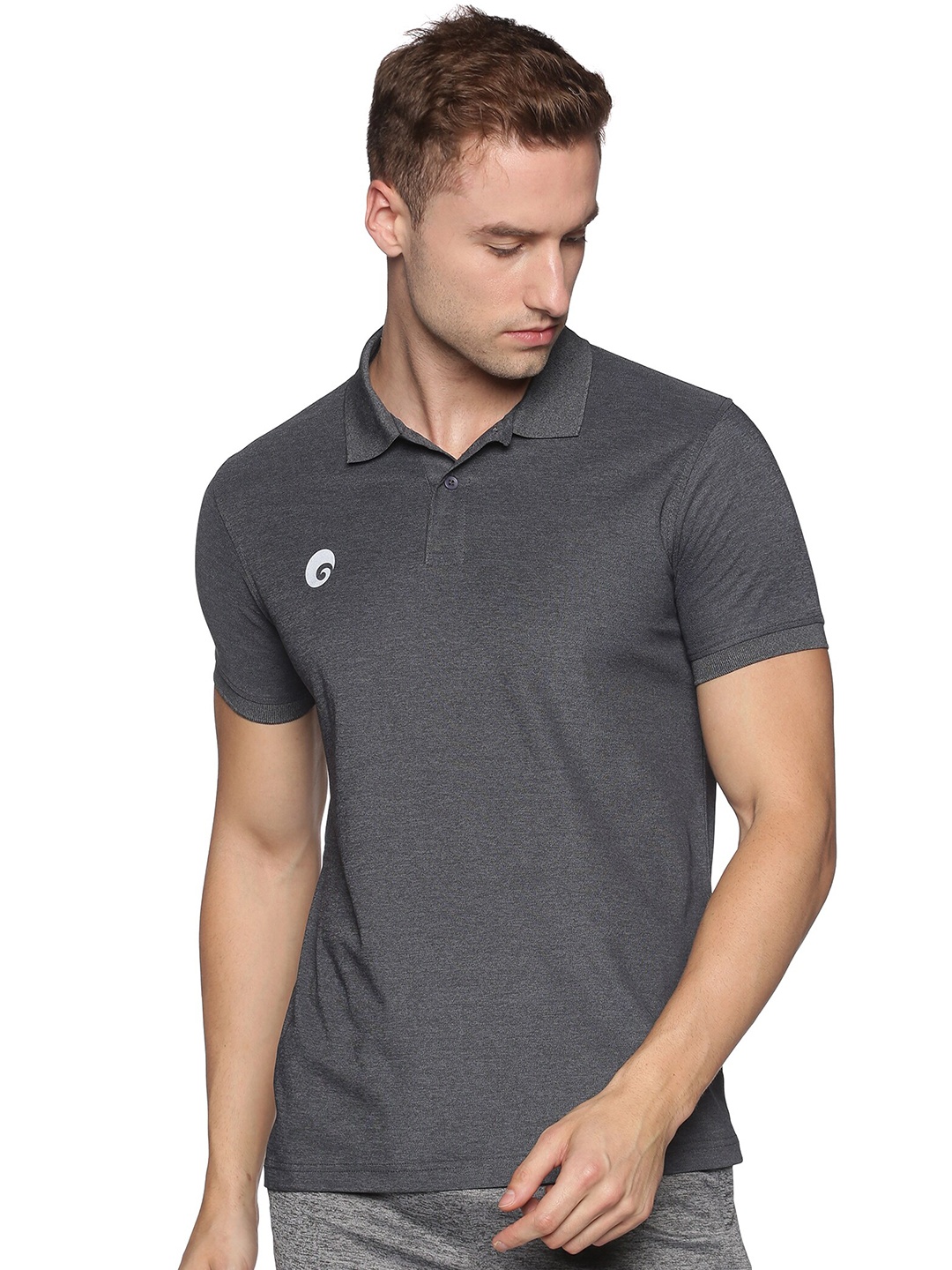 

Omtex Men Grey Polo Collar T-shirt