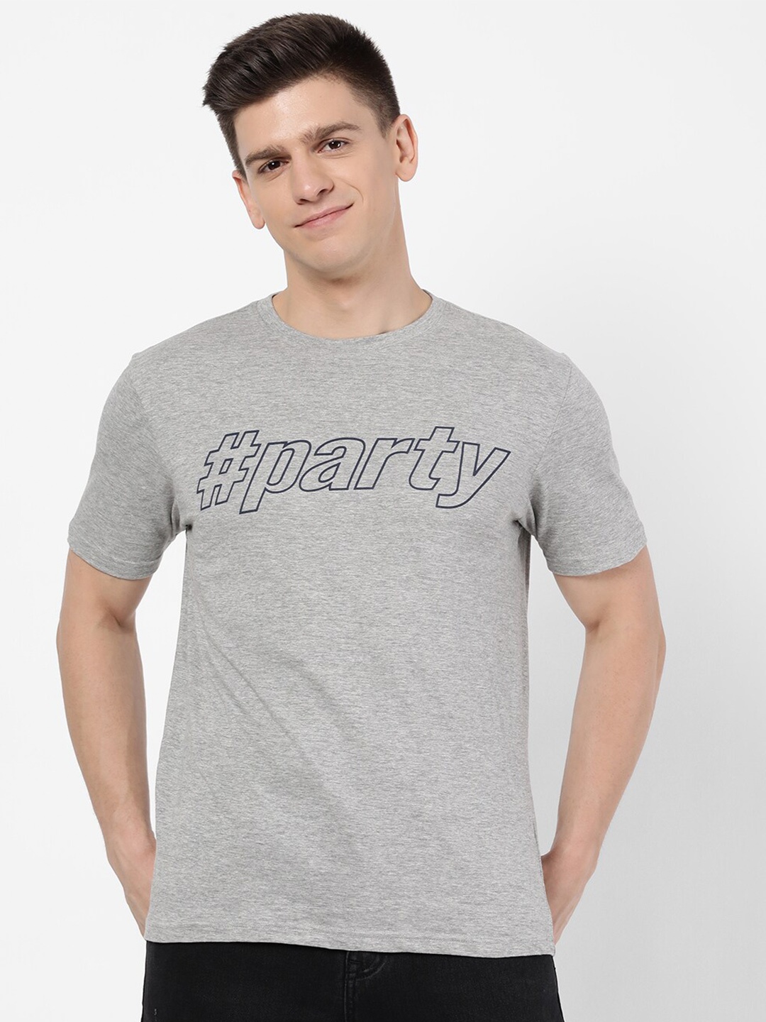 

R&B Men Grey Raw Edge T-shirt