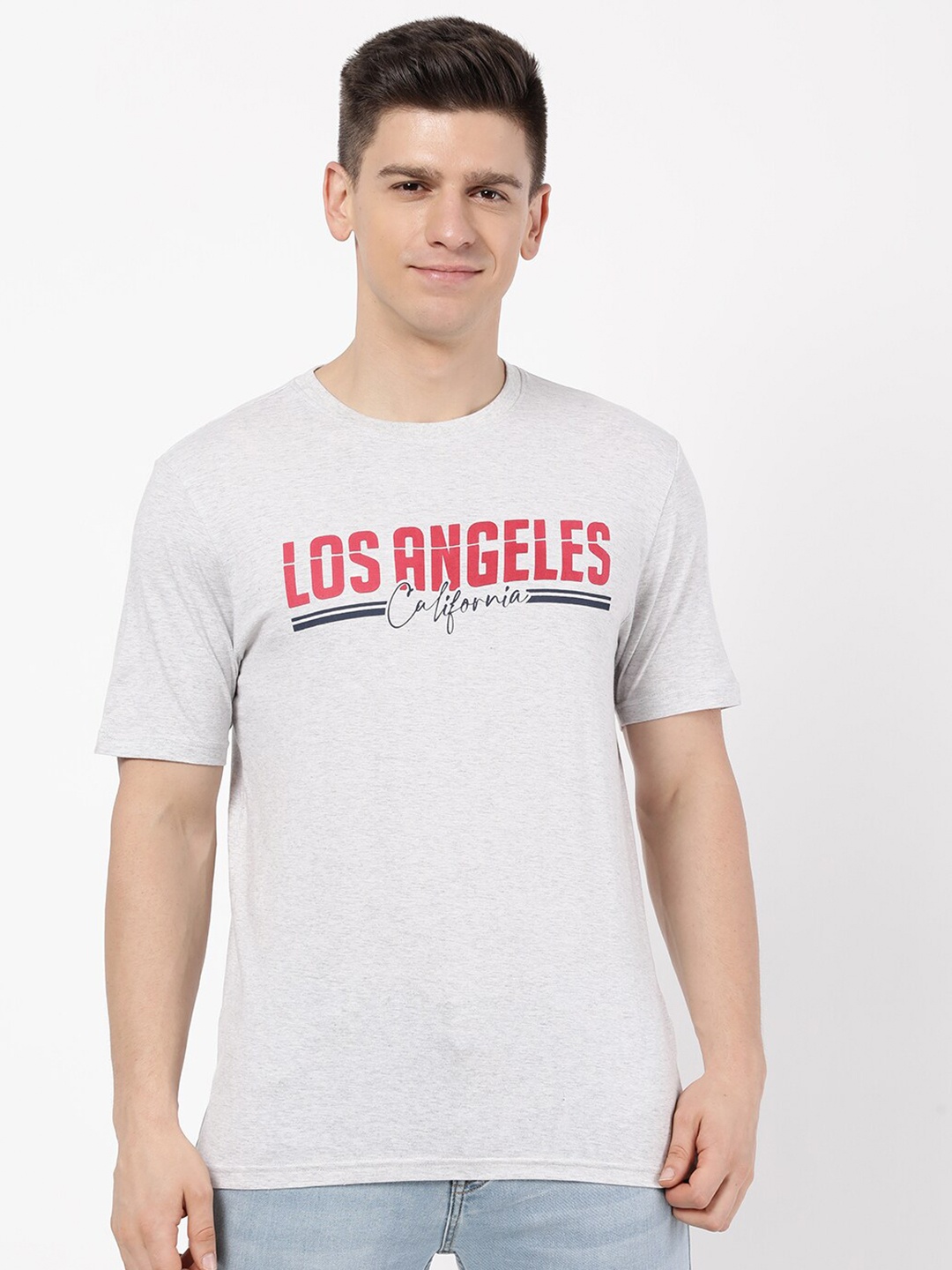 

R&B Men Grey Typography T-shirt