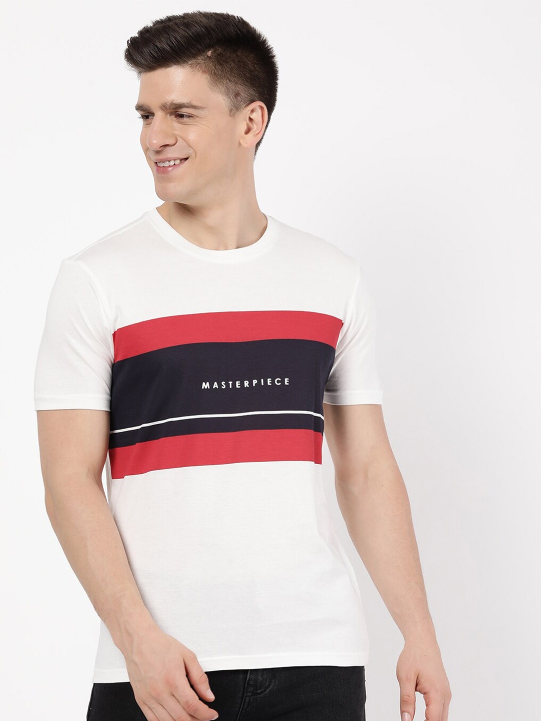

R&B Men White Colourblocked T-shirt