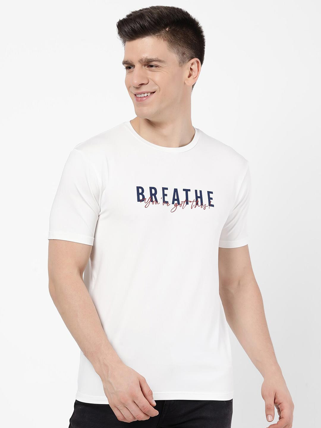 

R&B Men White Typography T-shirt