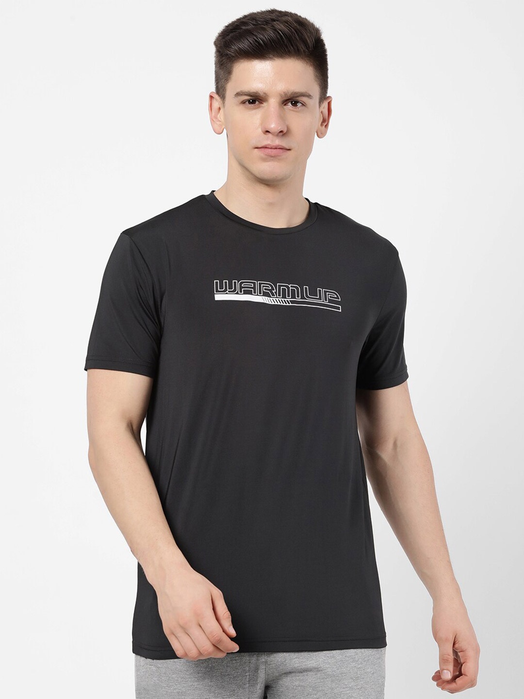 

R&B Men Grey Typography Printed T-shirt