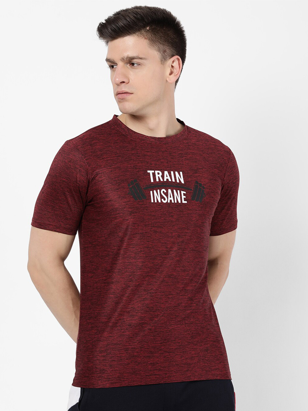 

R&B Men Maroon Typography T-shirt