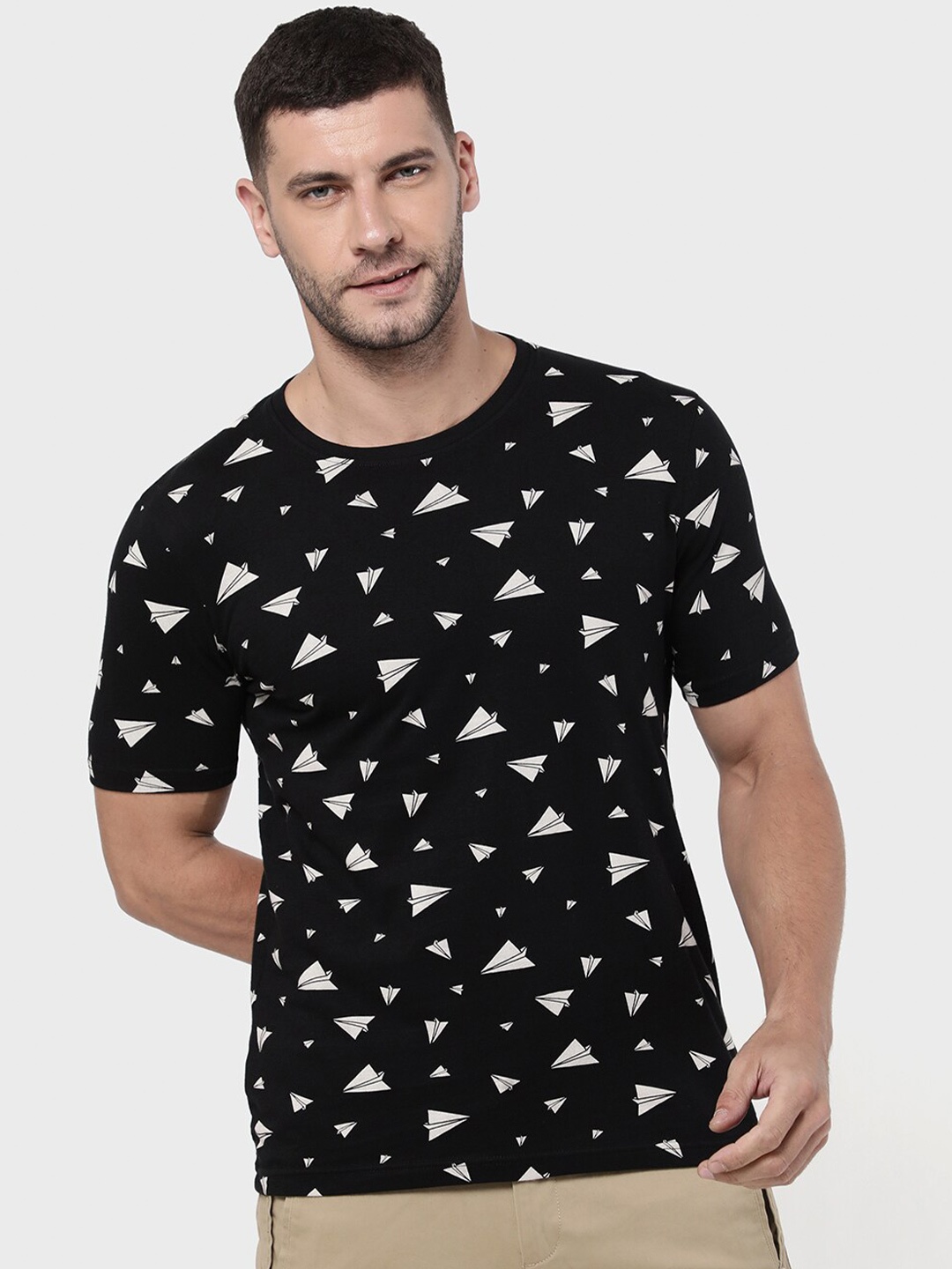 

R&B Men Black Conversational Printed T-shirt