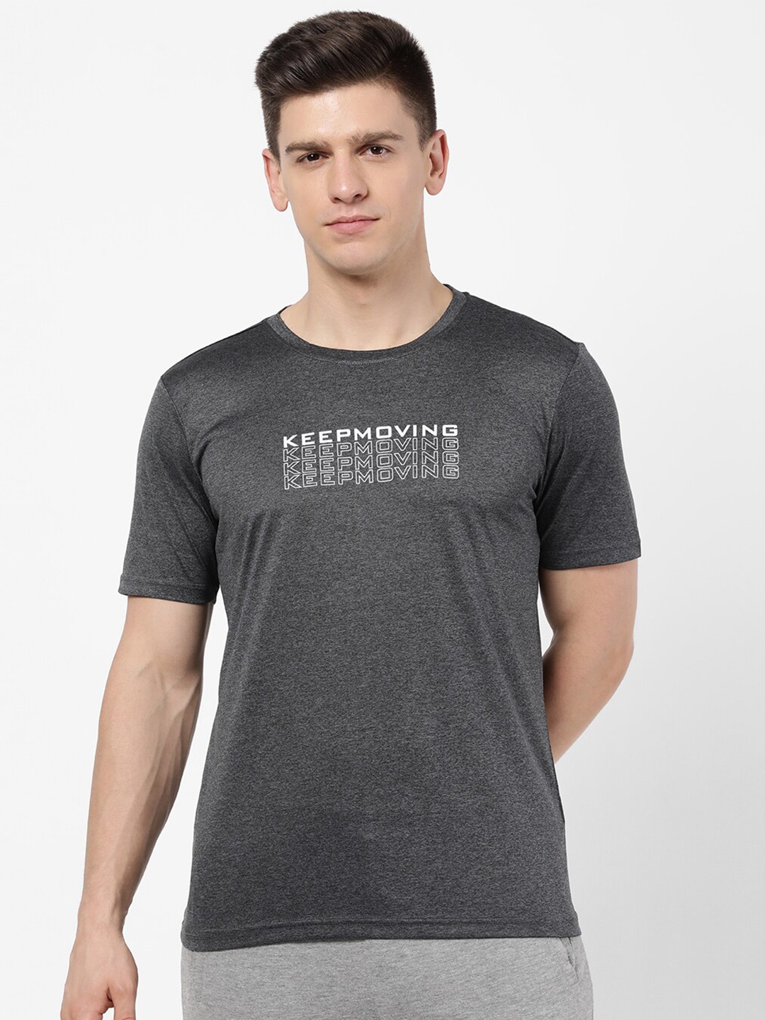 

R&B Men Black & Grey Typography T-shirt