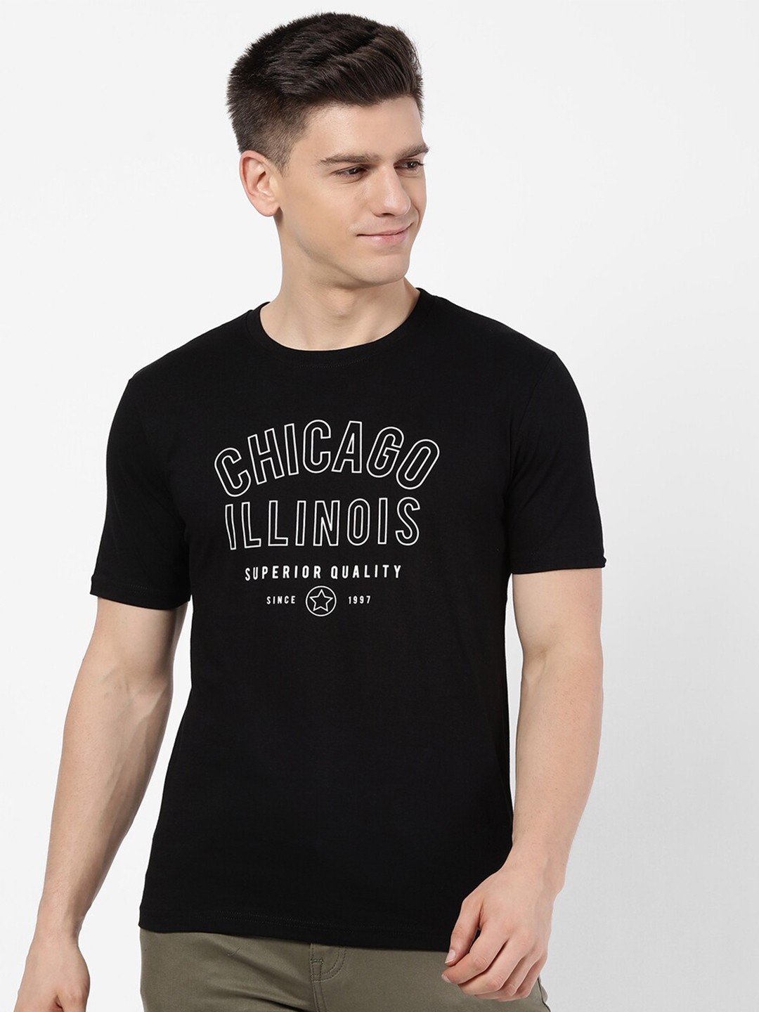 

R&B Men Black Typography Printed T-shirt