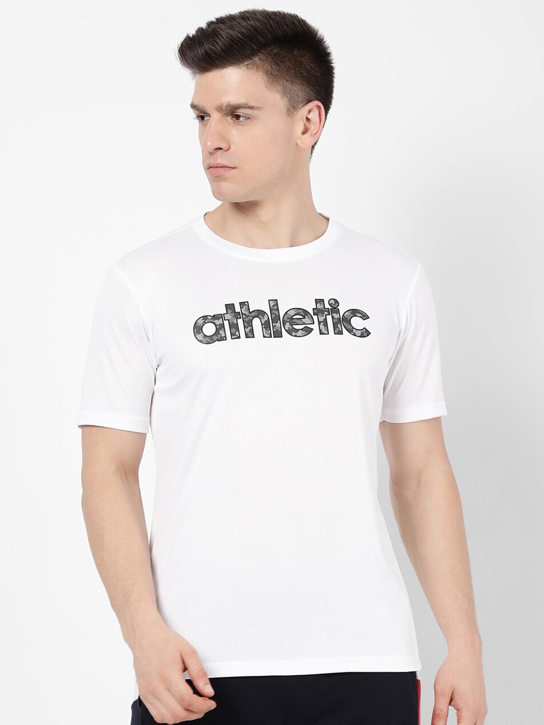 

R&B Men White Typography Applique T-shirt