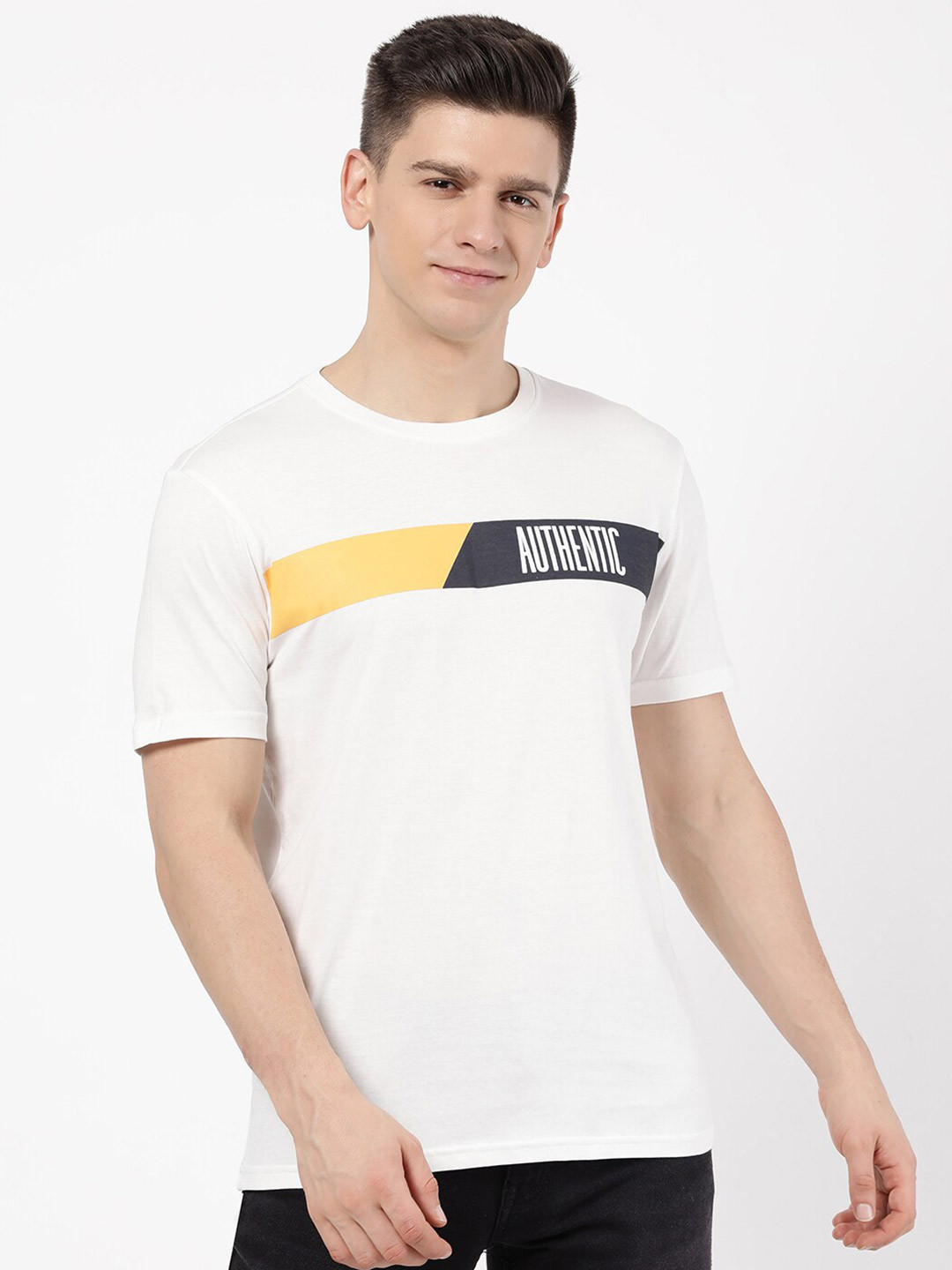 

R&B Men White Typography T-shirt