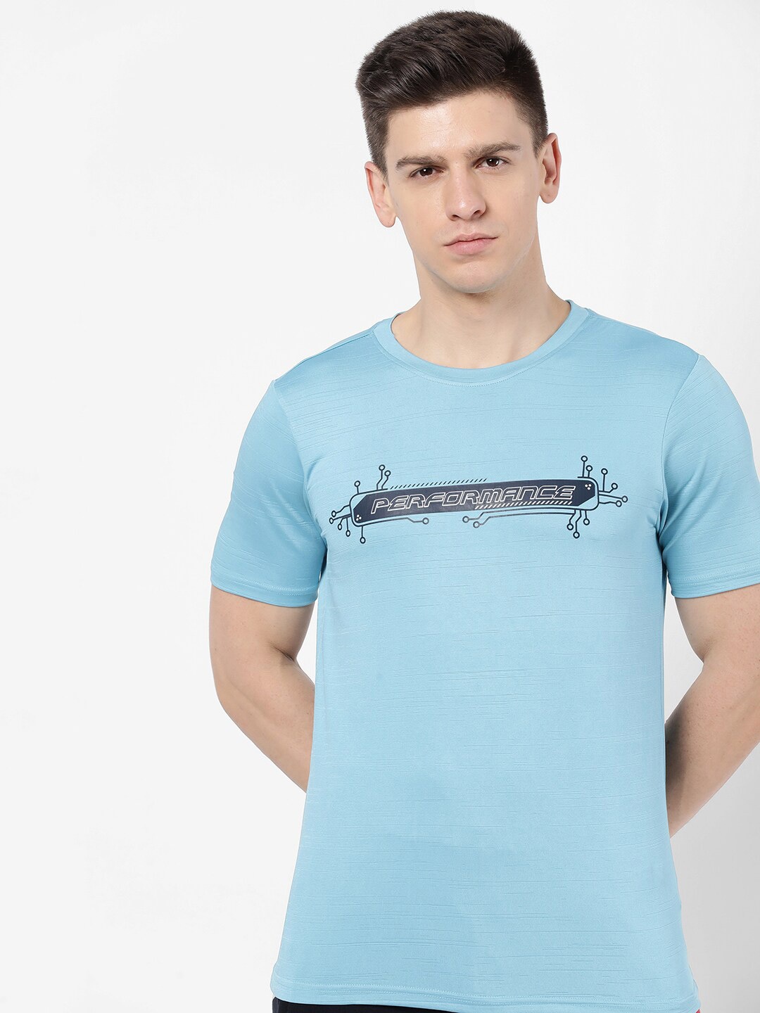 

R&B Men Blue & Black Typography T-shirt