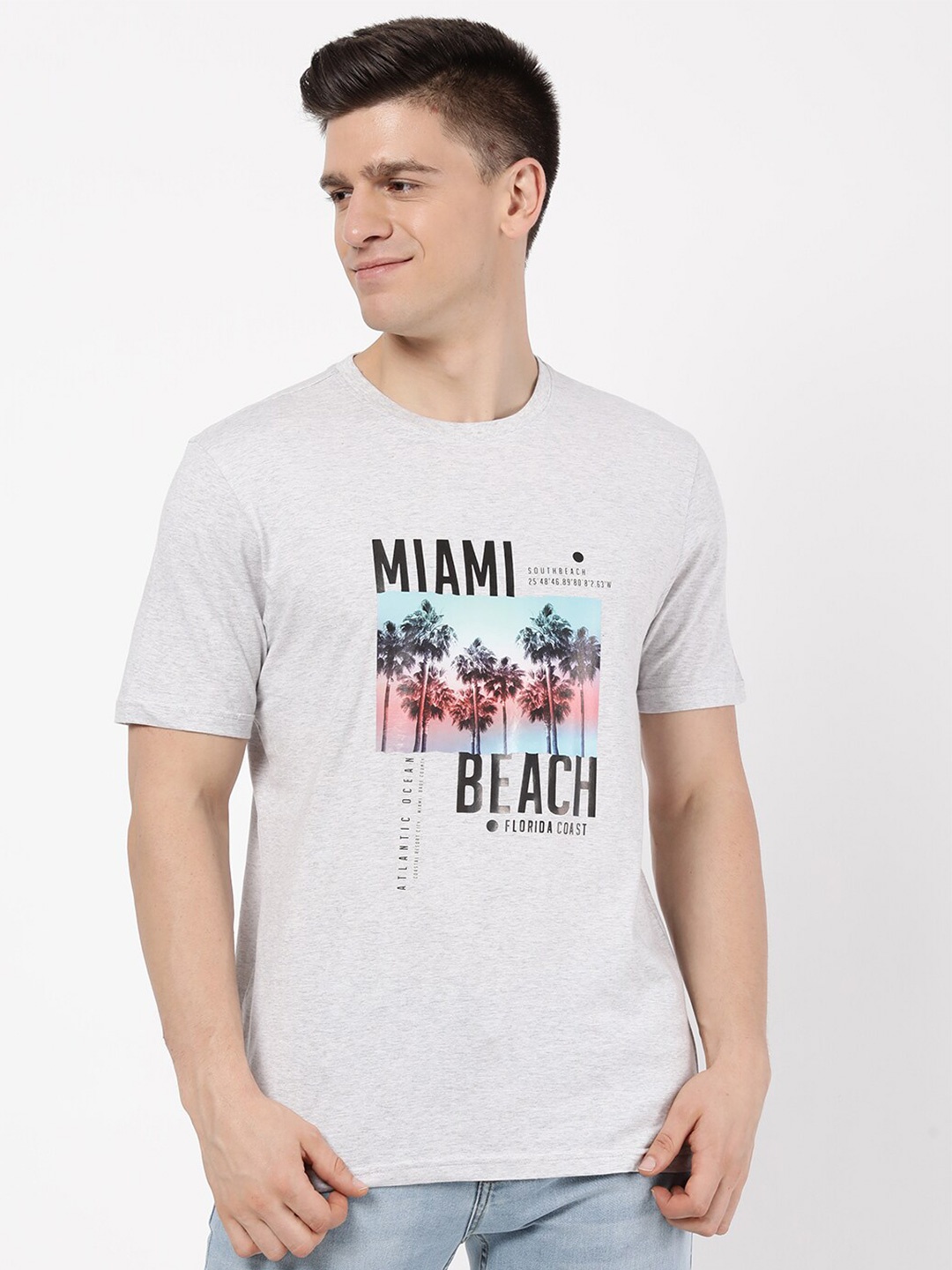 

R&B Men Grey Raw Edge T-shirt