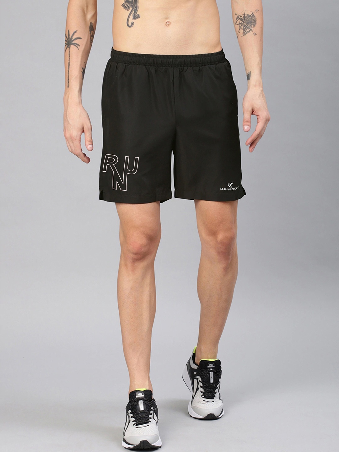 

Dpassion Men Black Typography Running Sports Shorts
