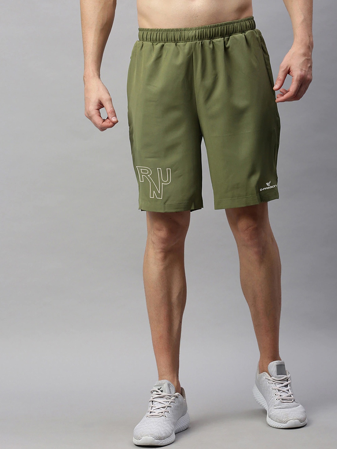 

Dpassion Men Olive Green Running Sports Shorts