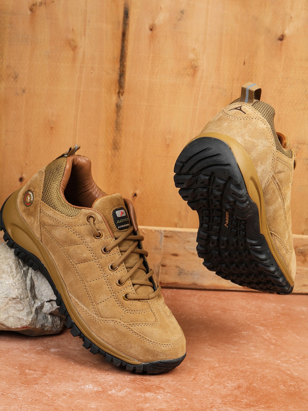 

ABROS Men Cayson Trekking Outdoor Shoes, Camel brown