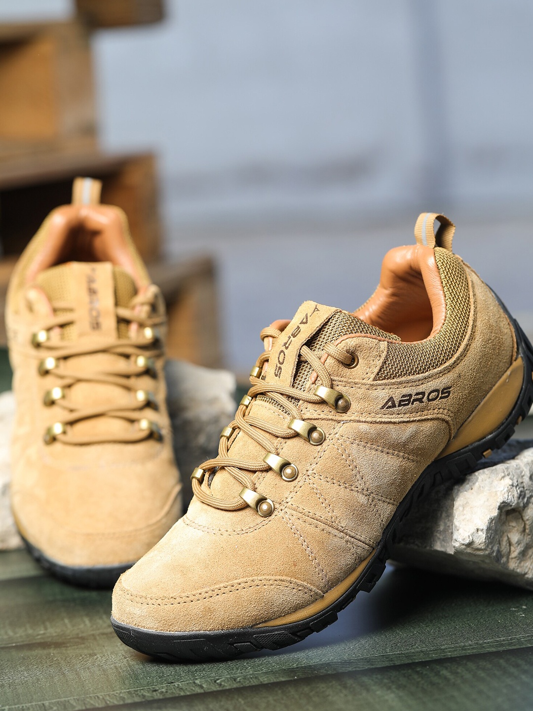 

ABROS Men Ebert Trekking Outdoor Shoes, Camel brown