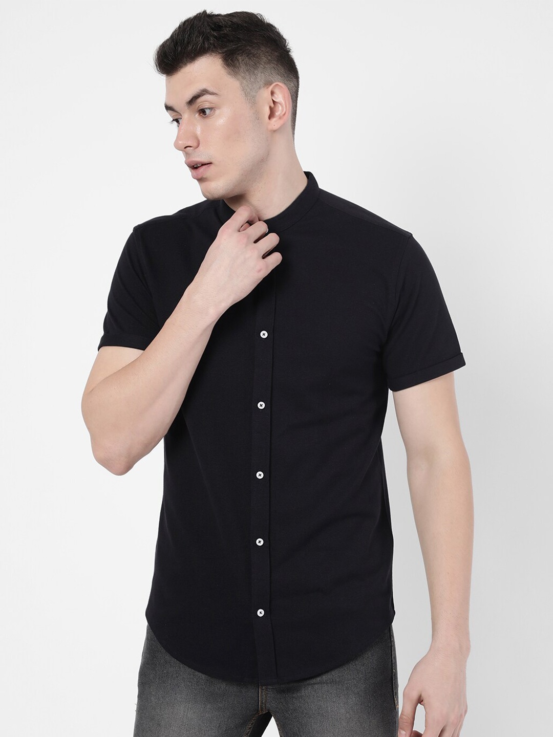 

R&B Men Black Casual Shirt
