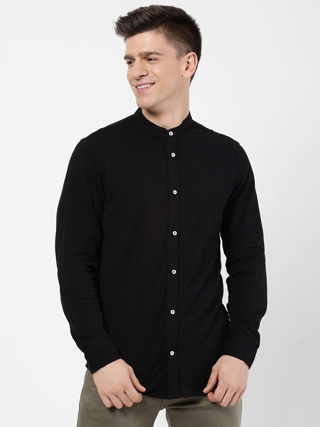 

R&B Men Black Casual Shirt