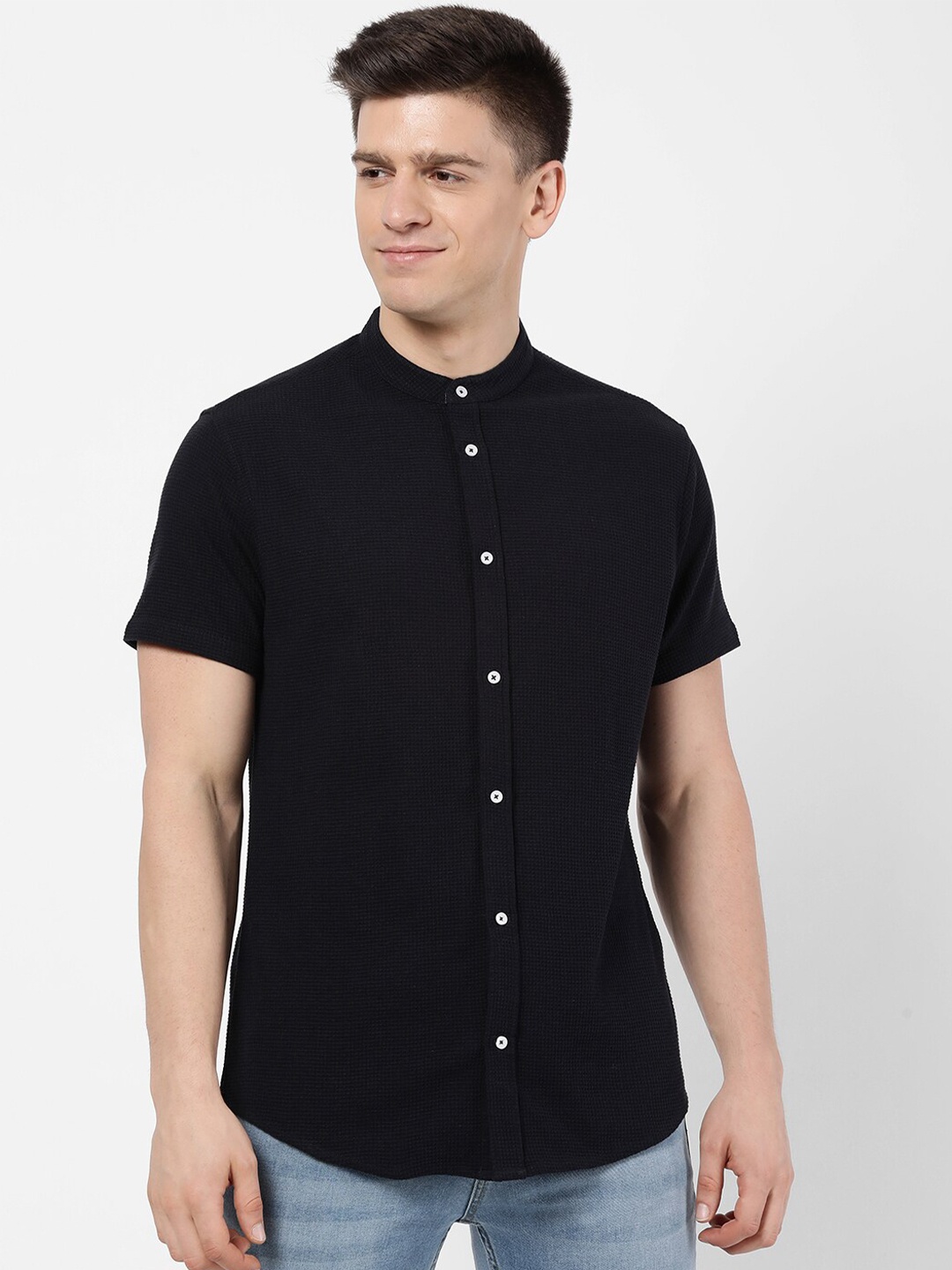 

R&B Men Navy Blue Casual Shirt