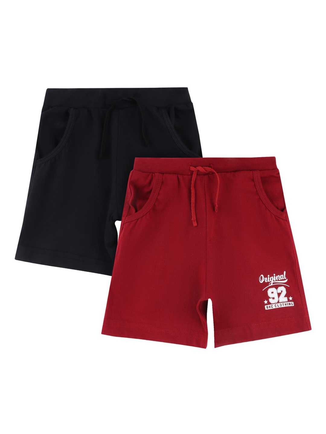 

Bodycare Kids Pack Of 2 Boys Black & Maroon Regular Shorts