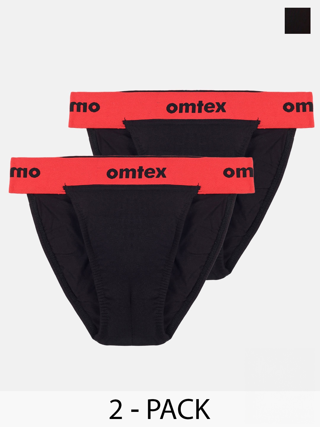 

Omtex Men Pack of 2 Cotton Thong Briefs Rio-BC-Supt-Red-2XL, Black