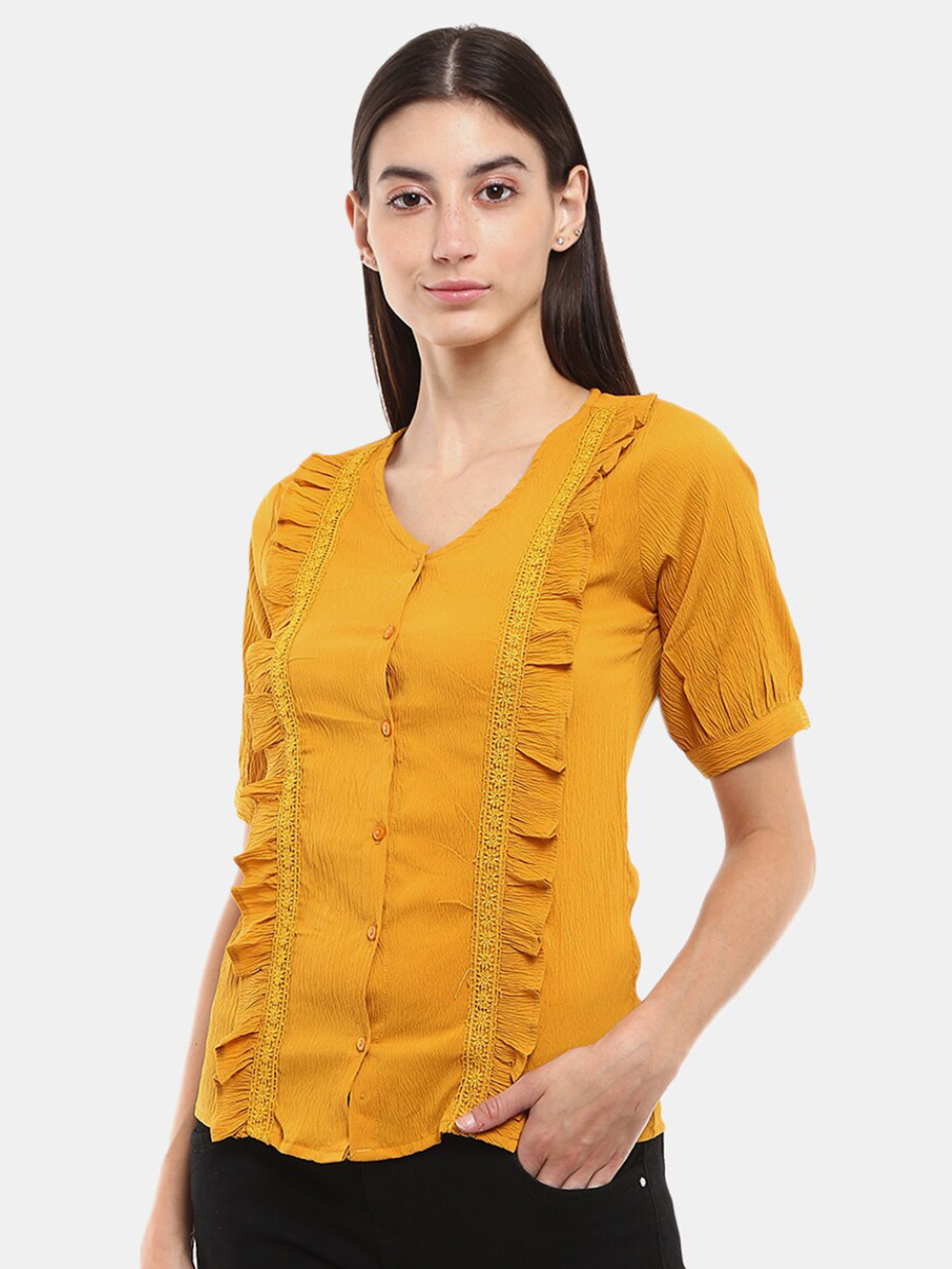 

V-Mart Mustard Yellow Solid Top