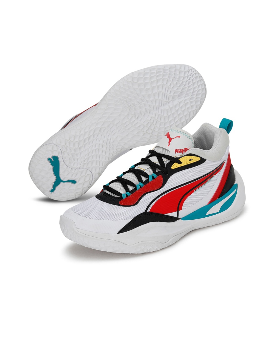 

Puma Unisex White Playmaker Colourblocked Sneakers