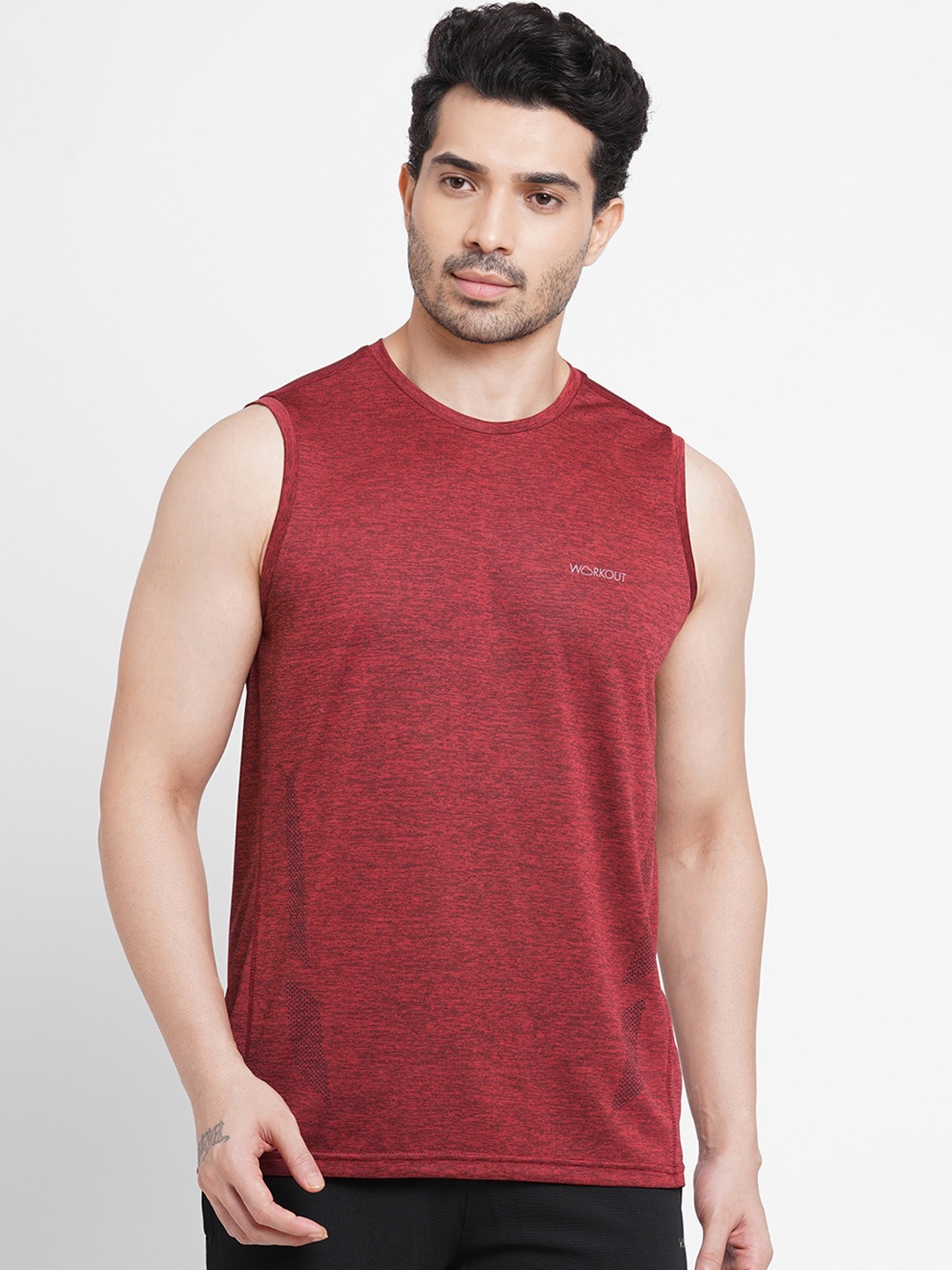 

Sweet Dreams Men Maroon Solid Sleeveless Lounge T-shirts