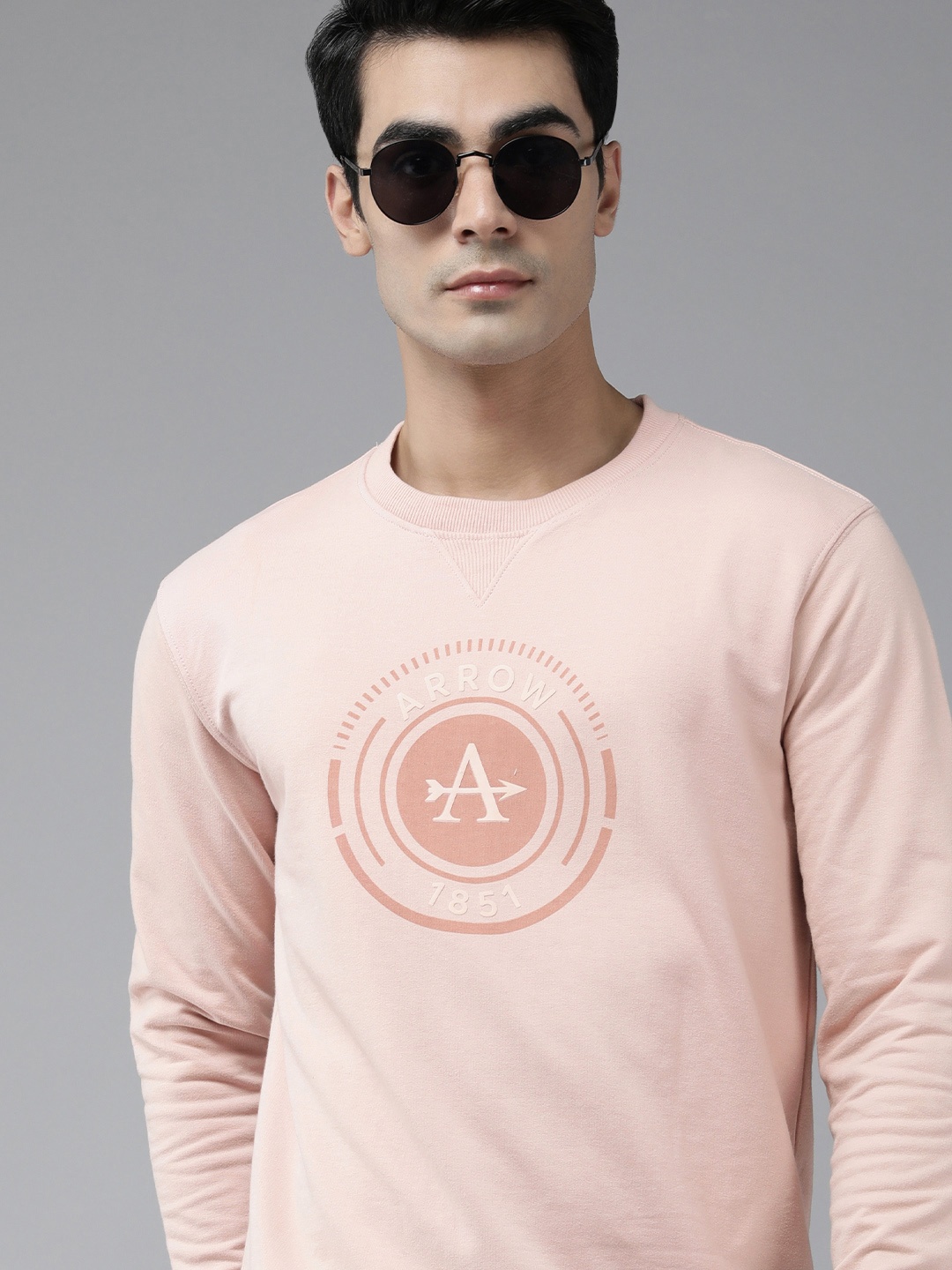 

Arrow Men Light Pink Brand Logo Print Sweatshirt
