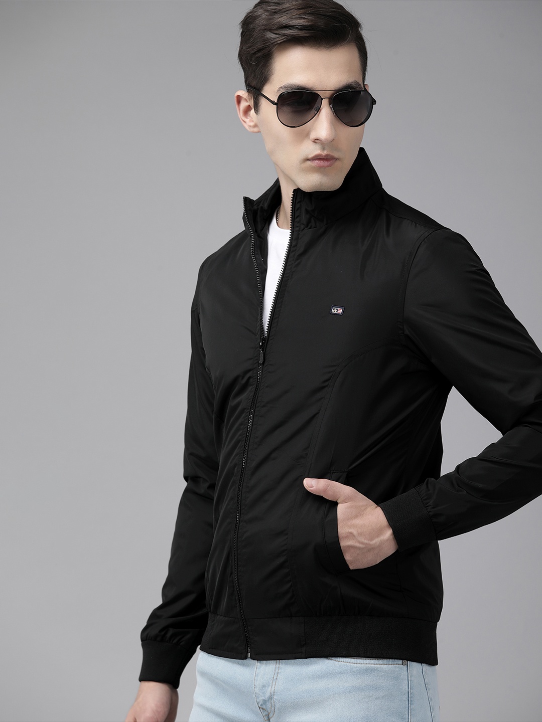 

Arrow Men Black Solid Bomber Jacket