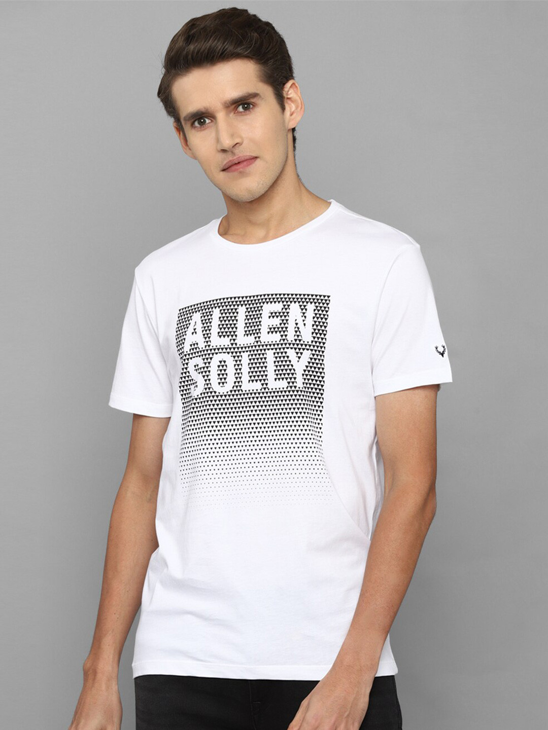 

Allen Solly Men White Typography Printed Applique Slim Fit T-shirt