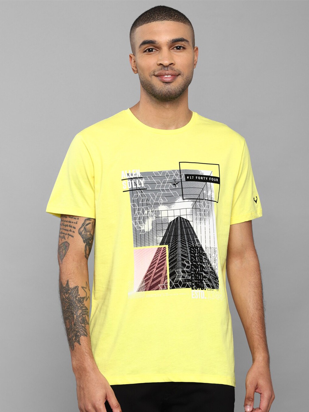 

Allen Solly Men Yellow Typography Printed T-shirt