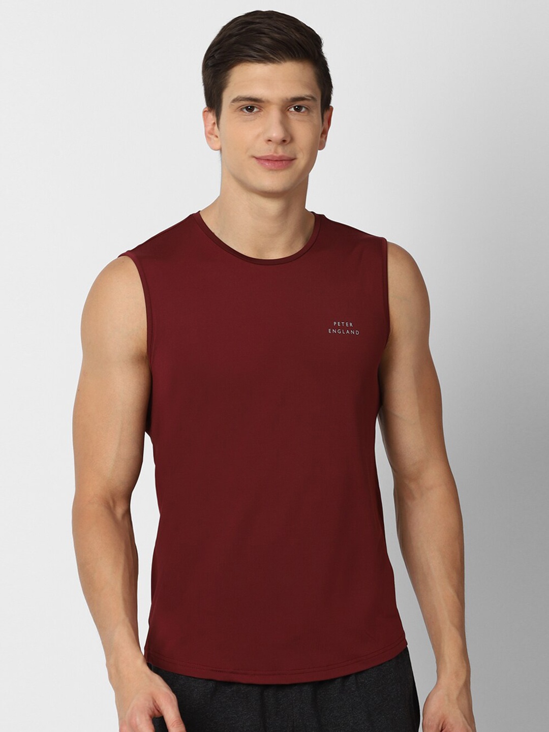 

Peter England Men Maroon Regular Fit Sleeveless T-shirt