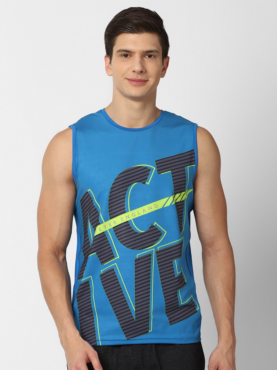 

Peter England Men Blue Printed T-shirt