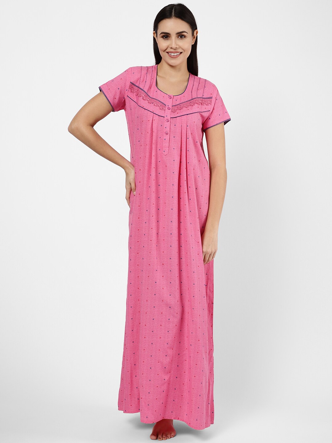 

Sweet Dreams Pink Printed Maxi Nightdress